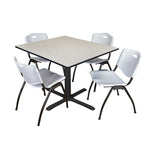 Regency Cain Square Breakroom Table with X - Base and 4 M Stack Chairs 48