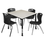 Regency Kee Square Mobile Adjustable Classroom Table and 4 Andy Stack Chairs 48
