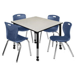 Regency Kee Square Mobile Adjustable Classroom Table and 4 Andy Stack Chairs 48