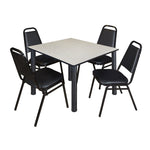 Regency Kee Square Breakroom Table with 4 Black Restaurant Stack Chairs 48