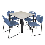 Regency Kee Professional Square Breakroom Table with 4 Zeng Stack Chairs 48