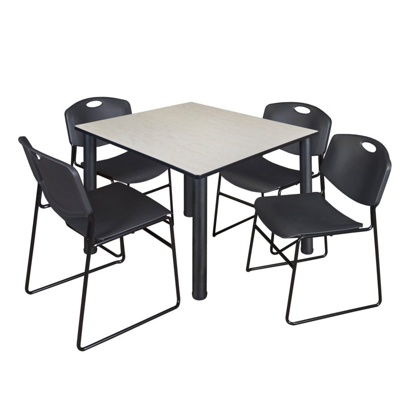 Regency Kee Professional Square Breakroom Table with 4 Zeng Stack Chairs 48" W x 48" D x 29" H (REG - TB4848 - 44) - SchoolOutlet