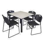 Regency Kee Professional Square Breakroom Table with 4 Zeng Stack Chairs 48