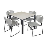Regency Kee Professional Square Breakroom Table with 4 Zeng Stack Chairs 48