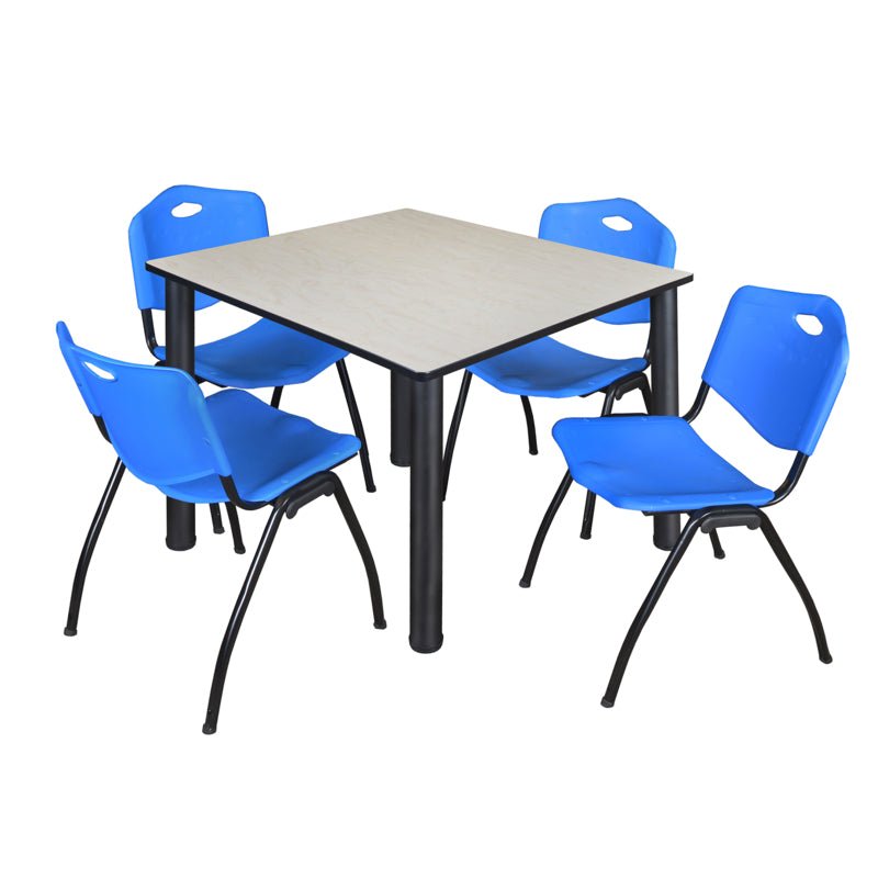 Regency Kee Flexible Square Breakroom Table with 4 M Stack Chairs 48" W x 48" D x 29" H (REG - TB4848 - 47) - SchoolOutlet