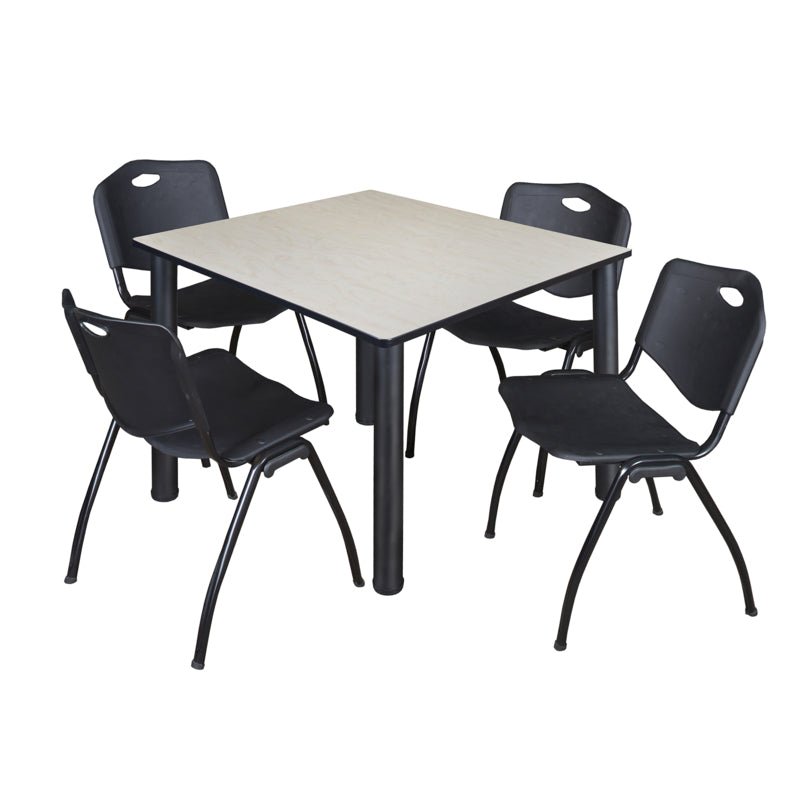 Regency Kee Flexible Square Breakroom Table with 4 M Stack Chairs 48" W x 48" D x 29" H (REG - TB4848 - 47) - SchoolOutlet