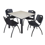Regency Kee Flexible Square Breakroom Table with 4 M Stack Chairs 48