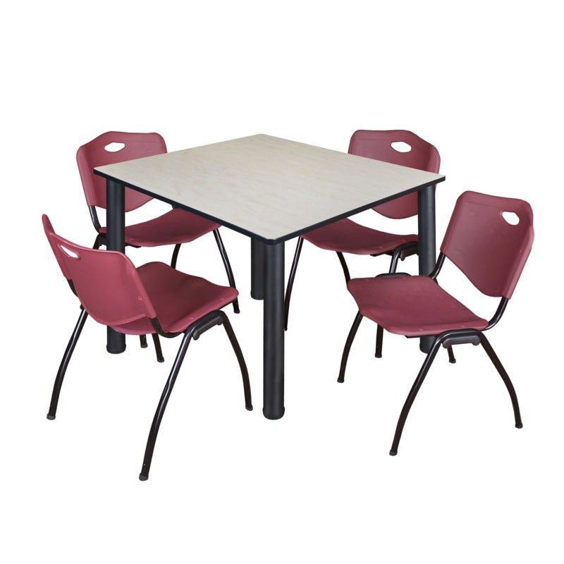 Regency Kee Flexible Square Breakroom Table with 4 M Stack Chairs 48" W x 48" D x 29" H (REG - TB4848 - 47) - SchoolOutlet