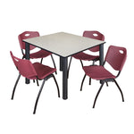 Regency Kee Flexible Square Breakroom Table with 4 M Stack Chairs 48
