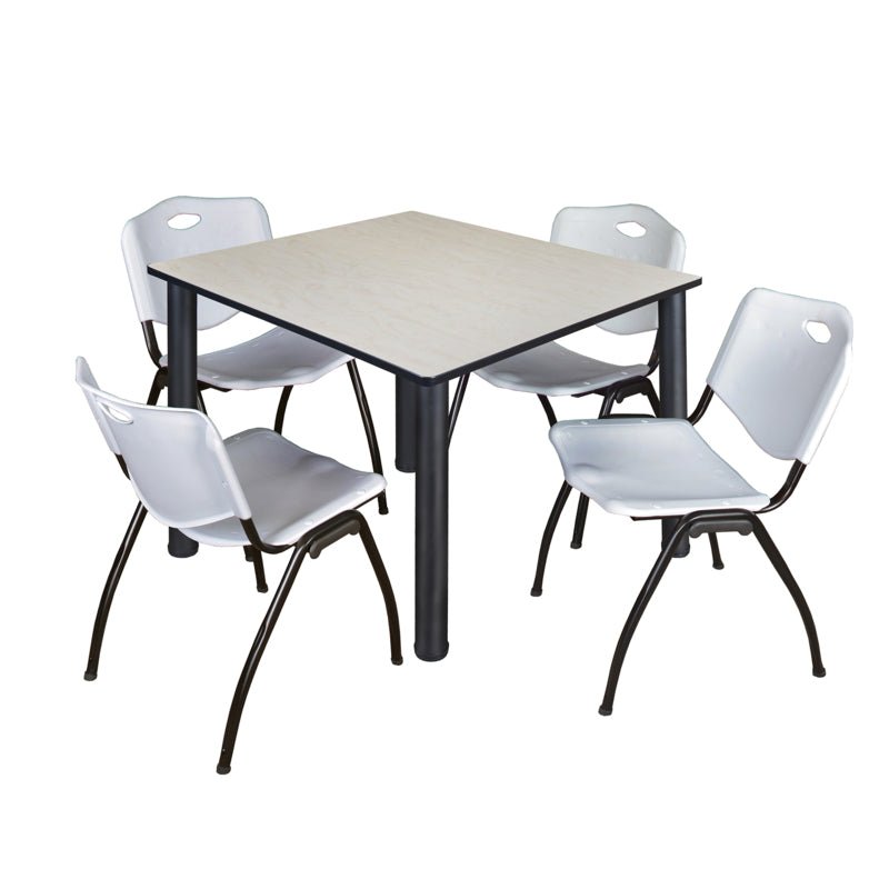 Regency Kee Flexible Square Breakroom Table with 4 M Stack Chairs 48" W x 48" D x 29" H (REG - TB4848 - 47) - SchoolOutlet