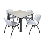 Regency Kee Flexible Square Breakroom Table with 4 M Stack Chairs 48