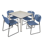 Regency Kee Professional Square Breakroom Table with 4 Zeng Stack Chairs 48