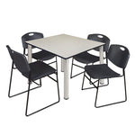 Regency Kee Professional Square Breakroom Table with 4 Zeng Stack Chairs 48