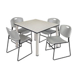 Regency Kee Professional Square Breakroom Table with 4 Zeng Stack Chairs 48