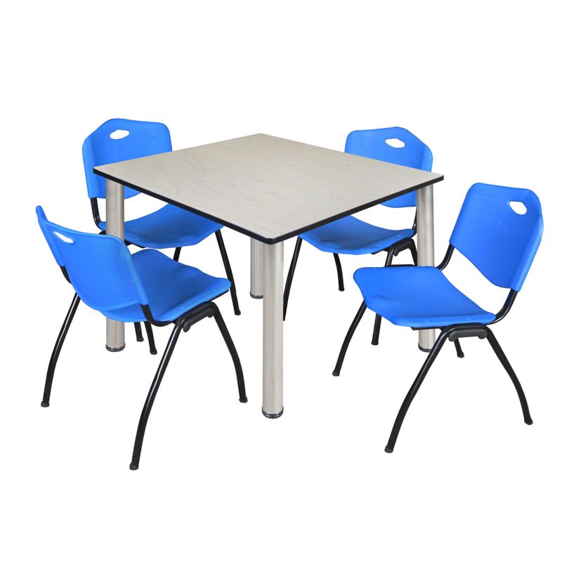 Regency Kee Flexible Square Breakroom Table with 4 M Stack Chairs 48" W x 48" D x 29" H (REG - TB4848 - 47) - SchoolOutlet