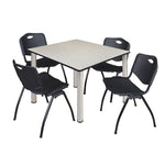 Regency Kee Flexible Square Breakroom Table with 4 M Stack Chairs 48