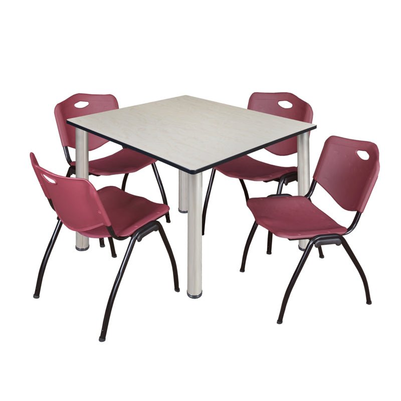 Regency Kee Flexible Square Breakroom Table with 4 M Stack Chairs 48" W x 48" D x 29" H (REG - TB4848 - 47) - SchoolOutlet