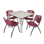 Regency Kee Flexible Square Breakroom Table with 4 M Stack Chairs 48