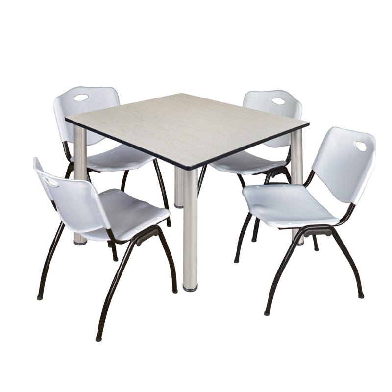 Regency Kee Flexible Square Breakroom Table with 4 M Stack Chairs 48" W x 48" D x 29" H (REG - TB4848 - 47) - SchoolOutlet