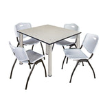 Regency Kee Flexible Square Breakroom Table with 4 M Stack Chairs 48