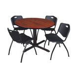 Regency Cain Versatile Round X - Base Breakroom Table with 4 M Stack Chairs 48
