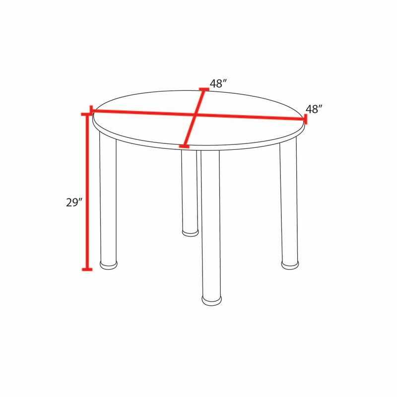 Regency Kee Circular Breakroom Table with 4 Black Restaurant Stack Chairs 48" W x 48" D x 29" H (REG - TB48R - 29) - SchoolOutlet