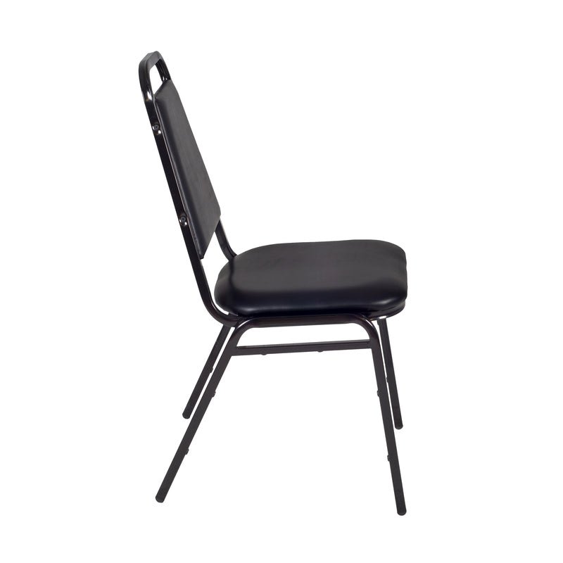 Regency Kee Circular Breakroom Table with 4 Black Restaurant Stack Chairs 48" W x 48" D x 29" H (REG - TB48R - 29) - SchoolOutlet