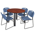 Regency Kee Functional Round Breakroom Table with 4 Zeng Stack Chairs 48