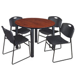 Regency Kee Functional Round Breakroom Table with 4 Zeng Stack Chairs 48