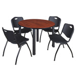 Regency Kee Ergonomic Round Breakroom Table with 4 M Stack Chairs 48