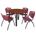 Regency Kee Ergonomic Round Breakroom Table with 4 M Stack Chairs 48