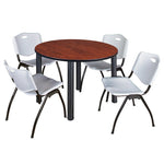 Regency Kee Ergonomic Round Breakroom Table with 4 M Stack Chairs 48