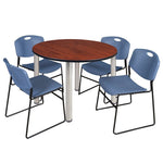 Regency Kee Functional Round Breakroom Table with 4 Zeng Stack Chairs 48