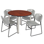 Regency Kee Functional Round Breakroom Table with 4 Zeng Stack Chairs 48