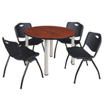 Regency Kee Ergonomic Round Breakroom Table with 4 M Stack Chairs 48