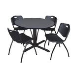 Regency Cain Versatile Round X - Base Breakroom Table with 4 M Stack Chairs 48