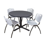 Regency Cain Versatile Round X - Base Breakroom Table with 4 M Stack Chairs 48