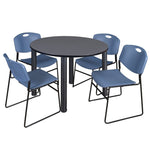 Regency Kee Functional Round Breakroom Table with 4 Zeng Stack Chairs 48