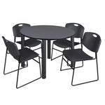 Regency Kee Functional Round Breakroom Table with 4 Zeng Stack Chairs 48