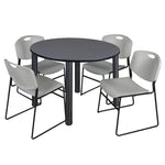 Regency Kee Functional Round Breakroom Table with 4 Zeng Stack Chairs 48