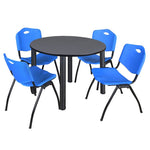 Regency Kee Ergonomic Round Breakroom Table with 4 M Stack Chairs 48