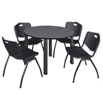 Regency Kee Ergonomic Round Breakroom Table with 4 M Stack Chairs 48