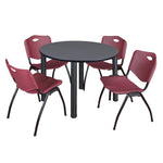 Regency Kee Ergonomic Round Breakroom Table with 4 M Stack Chairs 48