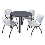 Regency Kee Ergonomic Round Breakroom Table with 4 M Stack Chairs 48