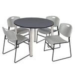 Regency Kee Functional Round Breakroom Table with 4 Zeng Stack Chairs 48