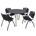 Regency Kee Ergonomic Round Breakroom Table with 4 M Stack Chairs 48