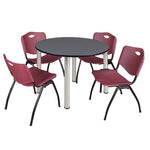 Regency Kee Ergonomic Round Breakroom Table with 4 M Stack Chairs 48