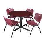 Regency Cain Versatile Round X - Base Breakroom Table with 4 M Stack Chairs 48