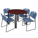 Regency Kee Functional Round Breakroom Table with 4 Zeng Stack Chairs 48