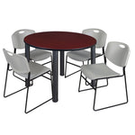 Regency Kee Functional Round Breakroom Table with 4 Zeng Stack Chairs 48